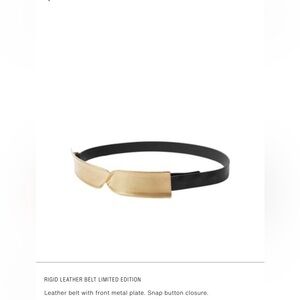 Zara Black Leather Belt with Gold Sculpted Front Plate